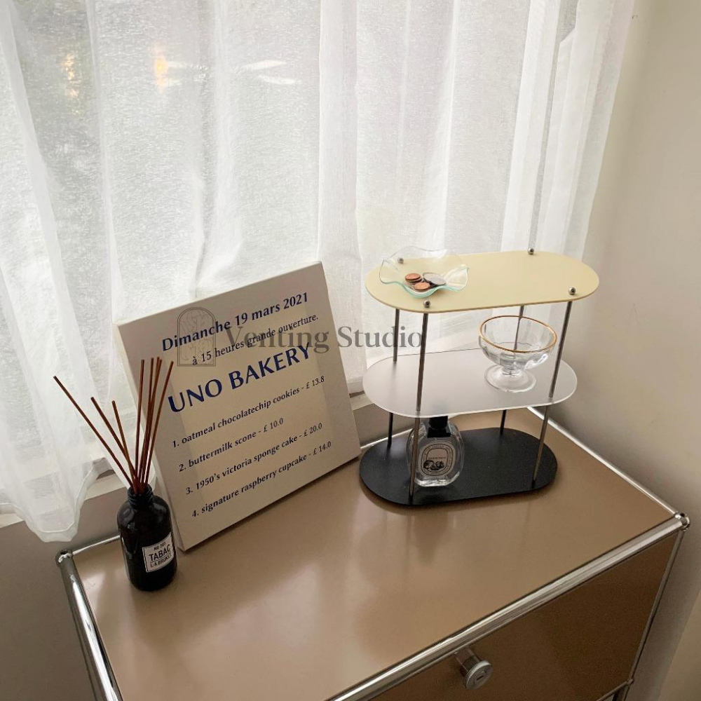 🌵 𝐕𝐞𝐧𝐭𝐢𝐧𝐠 𝐒𝐭𝐮𝐝𝐢𝐨 🌵  | 現貨 | 韓系壓克力桌上收納架 三層撞色置物架 飾品收納 桌上收納-細節圖3