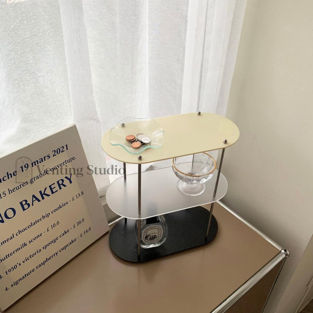🌵 𝐕𝐞𝐧𝐭𝐢𝐧𝐠 𝐒𝐭𝐮𝐝𝐢𝐨 🌵  | 現貨 | 韓系壓克力桌上收納架 三層撞色置物架 飾品收納 桌上收納-細節圖4