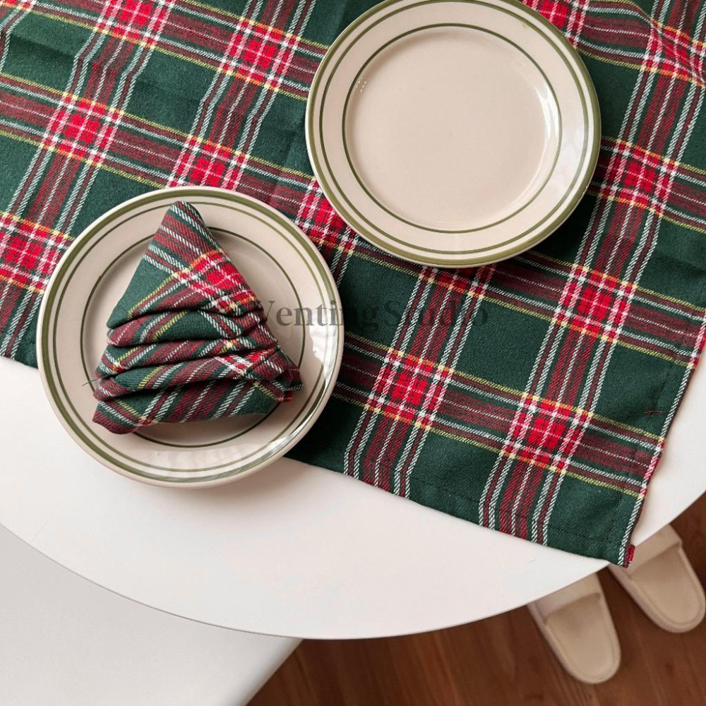 🌵 𝐕𝐞𝐧𝐭𝐢𝐧𝐠 𝐒𝐭𝐮𝐝𝐢𝐨 🌵  | 現貨 | 聖誕餐桌布 美式鄉村格子裝飾桌布 英格蘭風桌巾-細節圖2
