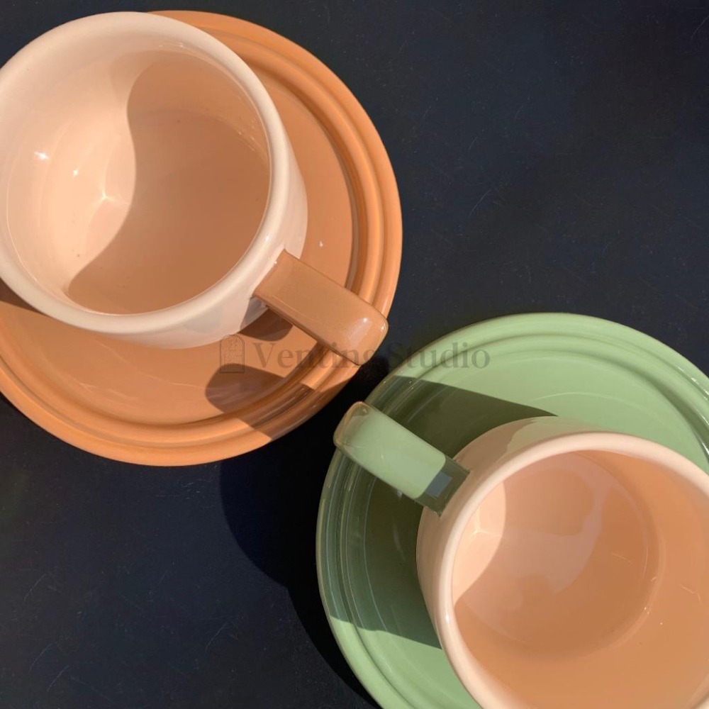 🌵 𝐕𝐞𝐧𝐭𝐢𝐧𝐠 𝐒𝐭𝐮𝐝𝐢𝐨 🌵  | 現貨 | INS風陶瓷馬克杯碟套組 咖啡杯 盤子 復古馬克杯-細節圖5