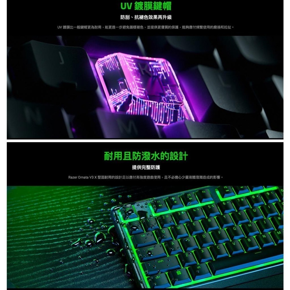 RAZER 雷蛇 ORNATA V3 X 雨林狼蛛 V3 X 靜音薄膜按鍵軸 電競中文鍵盤-細節圖4