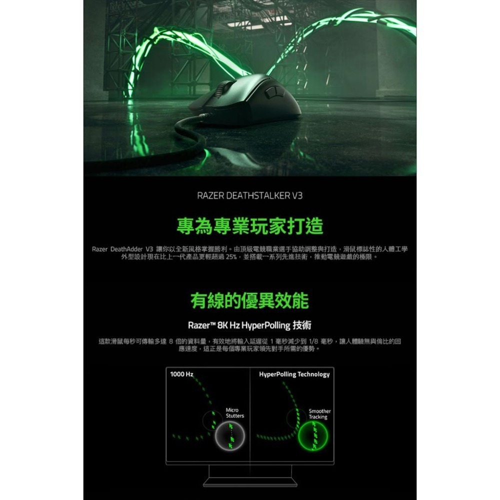 RAZER 雷蛇 DEATHADDER V3 煉獄蝰蛇 V3 電競滑鼠-細節圖2