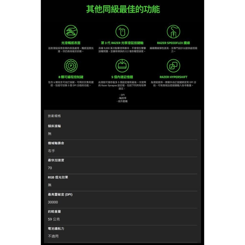 RAZER 雷蛇 DEATHADDER V3 煉獄蝰蛇 V3 電競滑鼠-細節圖6