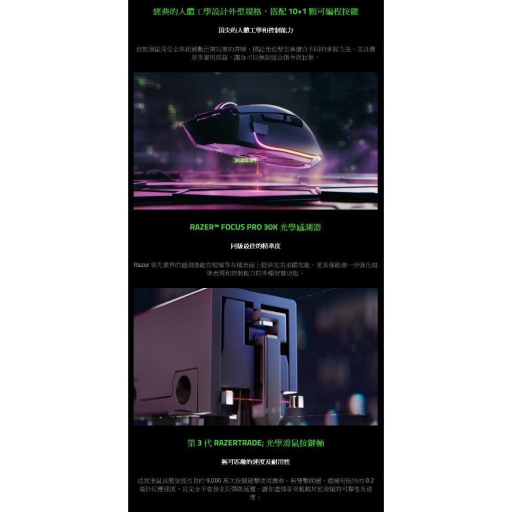 RAZER 雷蛇 Basilisk V3 Pro 巴塞利斯蛇 V3 Pro 無線電競滑鼠 黑色-細節圖7