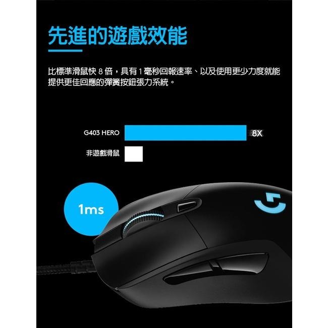 Logitech 羅技 G403 Hero電競滑鼠-細節圖8