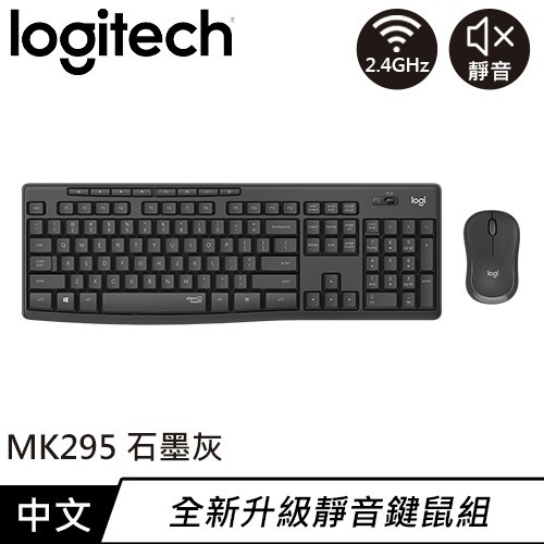 Logitech 羅技 MK295 靜音鍵鼠組 中文鍵盤 石墨灰