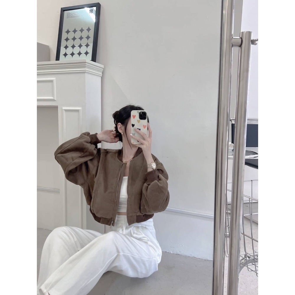 厚磅毛呢短版飛行外套-細節圖4