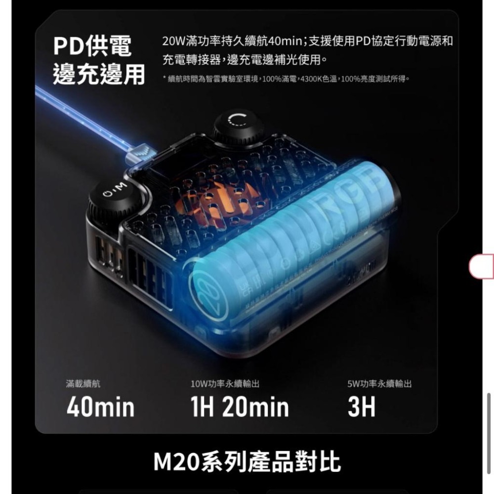 【ZHIYUN】智雲 五倍 M20C 口袋燈 補光燈 (正成公司貨)-細節圖4