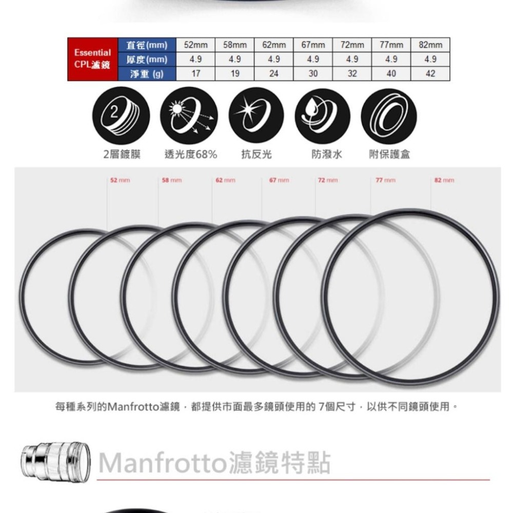 【Manfrotto】曼富圖 Professional系列 CPL環型偏光濾鏡 77mm / 82mm (公司貨)-細節圖6