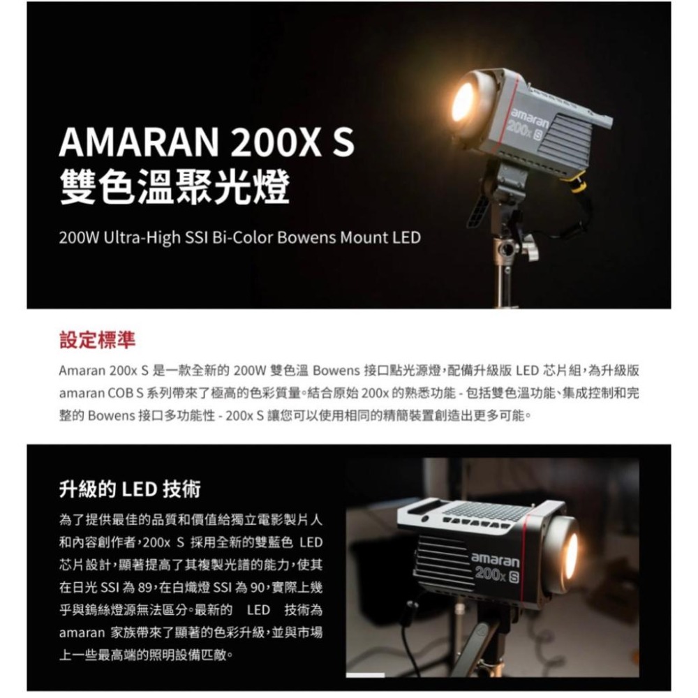 【Aputure】愛圖仕 AMARAN COB 200X S 雙色溫聚光燈 (正成公司貨)-細節圖3