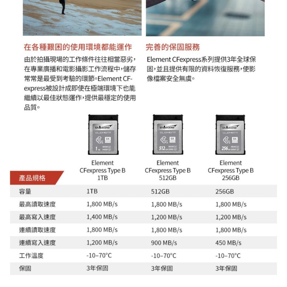 【Exascend】Element CFexpress Type B 高速記憶卡 256GB/512GB/1TB 公司貨-細節圖6