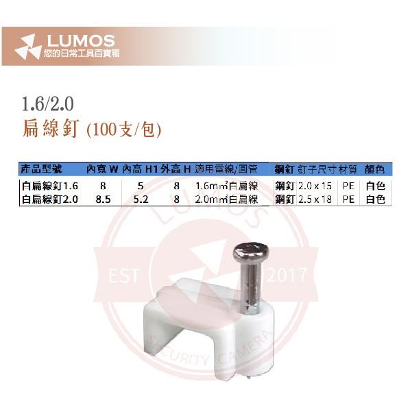 【台灣現貨｜當天出貨】1.6／2.0 扁線釘｜白扁線固定釘 鋼釘配線夾 100支/包-細節圖3