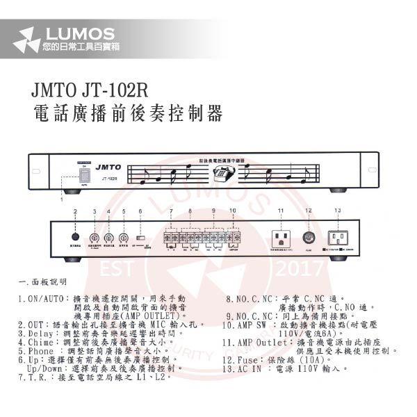 【台灣現貨｜當天出貨】電話廣播控制器｜JMTO JT-102R｜前後奏｜總機對應 空局線啟動-細節圖4