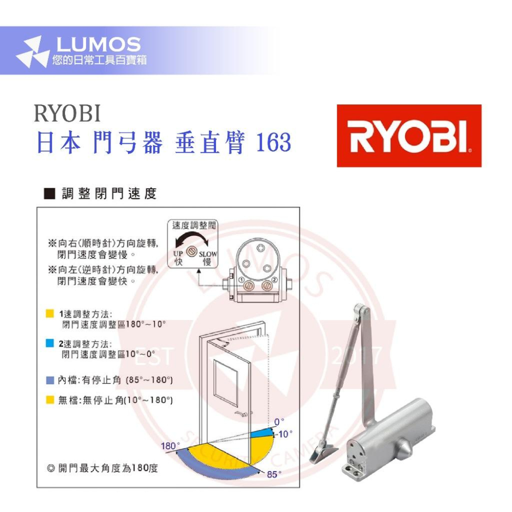 【台灣現貨/當天出貨】RYOBI 門弓器 垂直臂 內檔 163-細節圖5