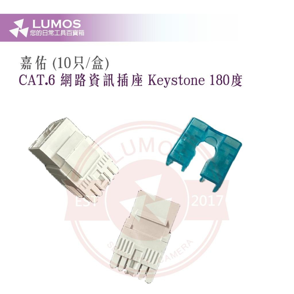 【台灣現貨/當天出貨】嘉佑 CAT.6 Keystone 網路資訊插座 180度 cat6網路插座 50u＂鍍金-細節圖5