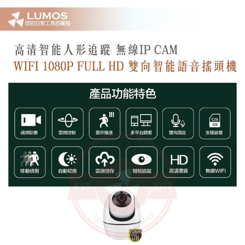 【台灣現貨/當天出貨】無線WIFI網路搖頭攝影機 台灣商檢認證 1080P 智能人形追蹤 H.265 IPCAM-細節圖6