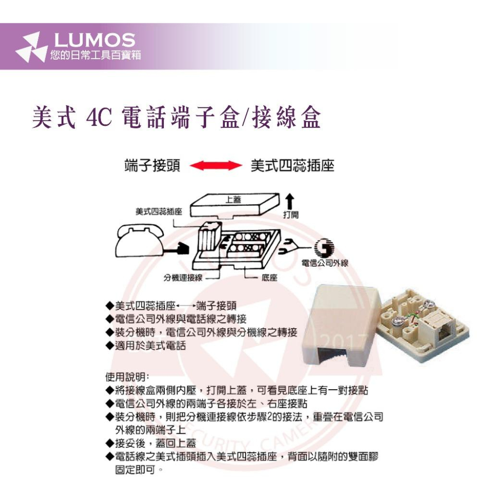 【台灣現貨/當天出貨】4C 電話端子盒 美式電話端子盒 一孔  四芯電話端子盒-細節圖4