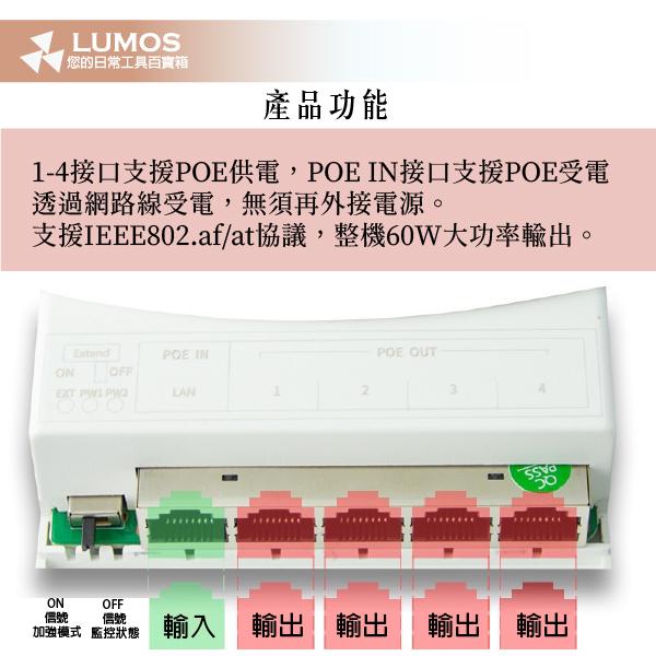 【台灣現貨/當天出貨】防水型POE中繼延長器  一進四出 PoE網路供電中繼器-細節圖3