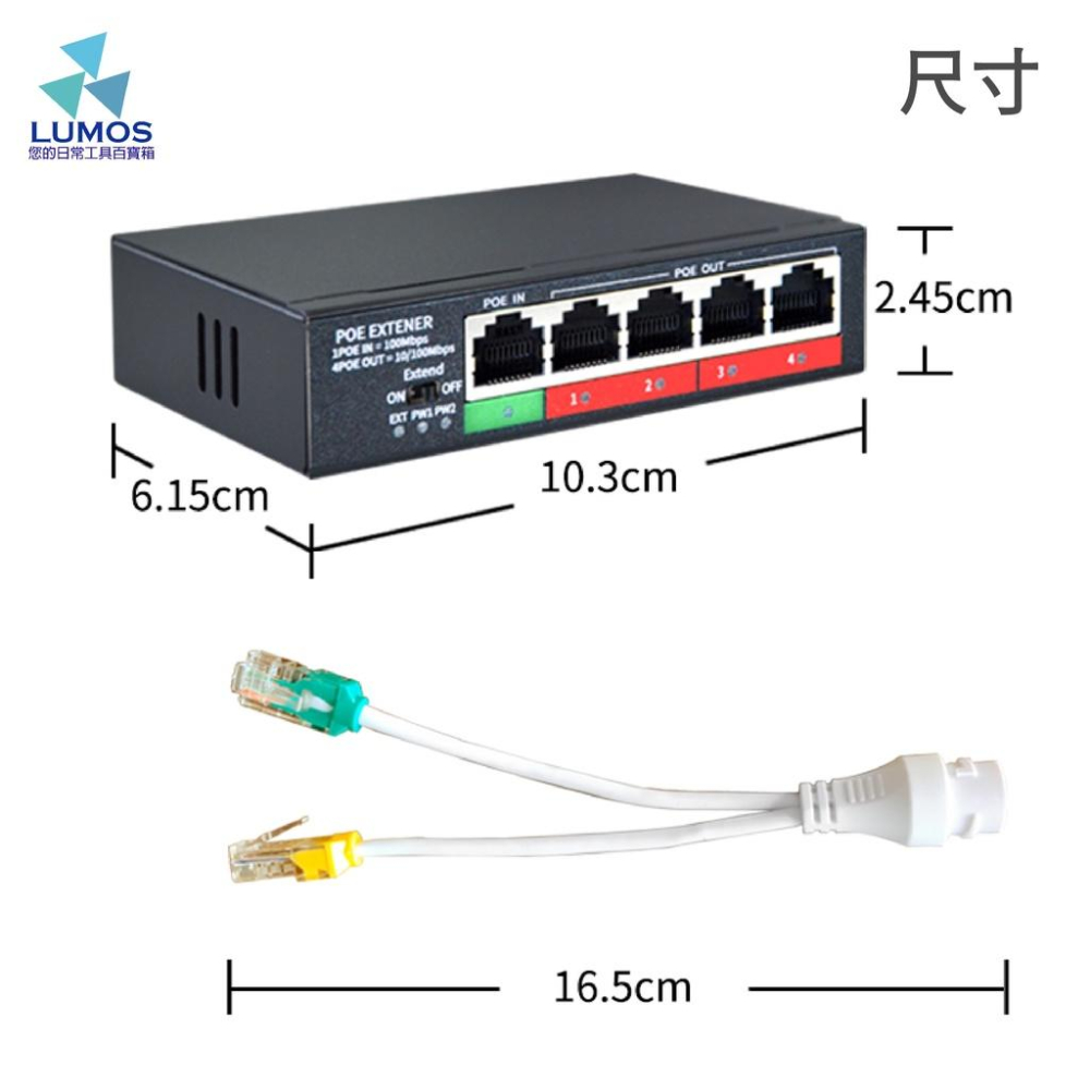 【台灣現貨/當天出貨】一進四出  PoE網路供電中繼器 中繼器 超遠模式 ｜智能供電｜ 佈線方便｜ 4KV防雷-細節圖5