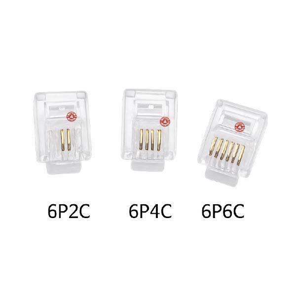 【台灣現貨｜當天出貨】RJ-11 電話接頭｜6P2C／6P4C／6P6C／100只裝｜電話線壓接頭 話機總機用 耗材配線-細節圖2