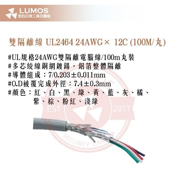 【台灣現貨｜當天出貨】UL2464 雙隔離線 24AWG×12C｜鋁箔＋編織網｜100M 丸裝-細節圖3