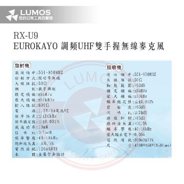 【台灣現貨｜當天出貨】Eurokayo RX-U9 UHF雙手握麥克風｜DSP｜雙頻道-細節圖5
