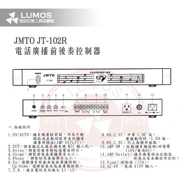 【台灣現貨｜當天出貨】電話廣播控制器｜JMTO JT-102R｜前後奏｜總機對應 空局線啟動-細節圖4