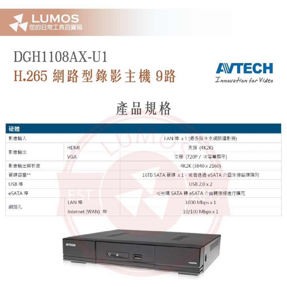 【台灣現貨/當天出貨】AVTECH陞泰 DGH1107BX-U1/DGH2114BX-U1 9/16路 NVR網路型主機-細節圖4