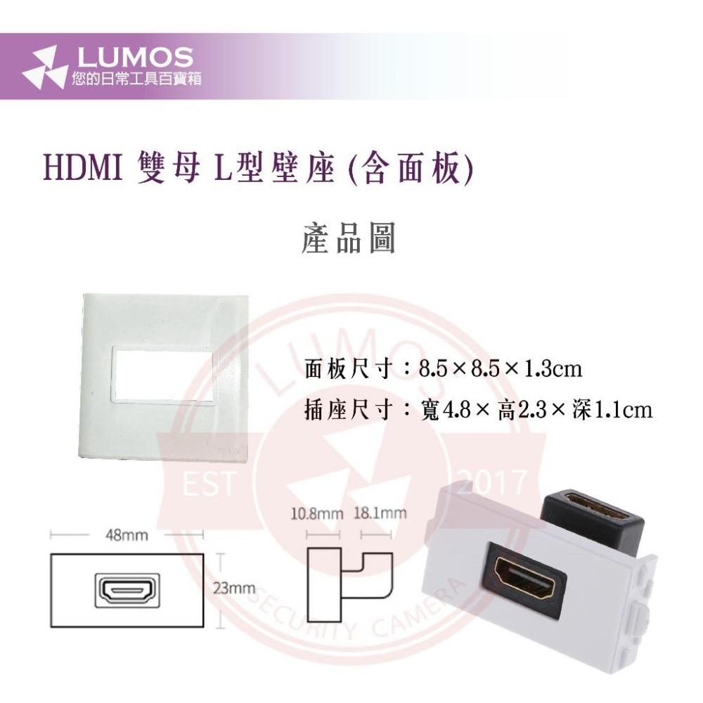 【台灣現貨/當天出貨】HDMI 雙母頭 L型壁座 含面板-細節圖7