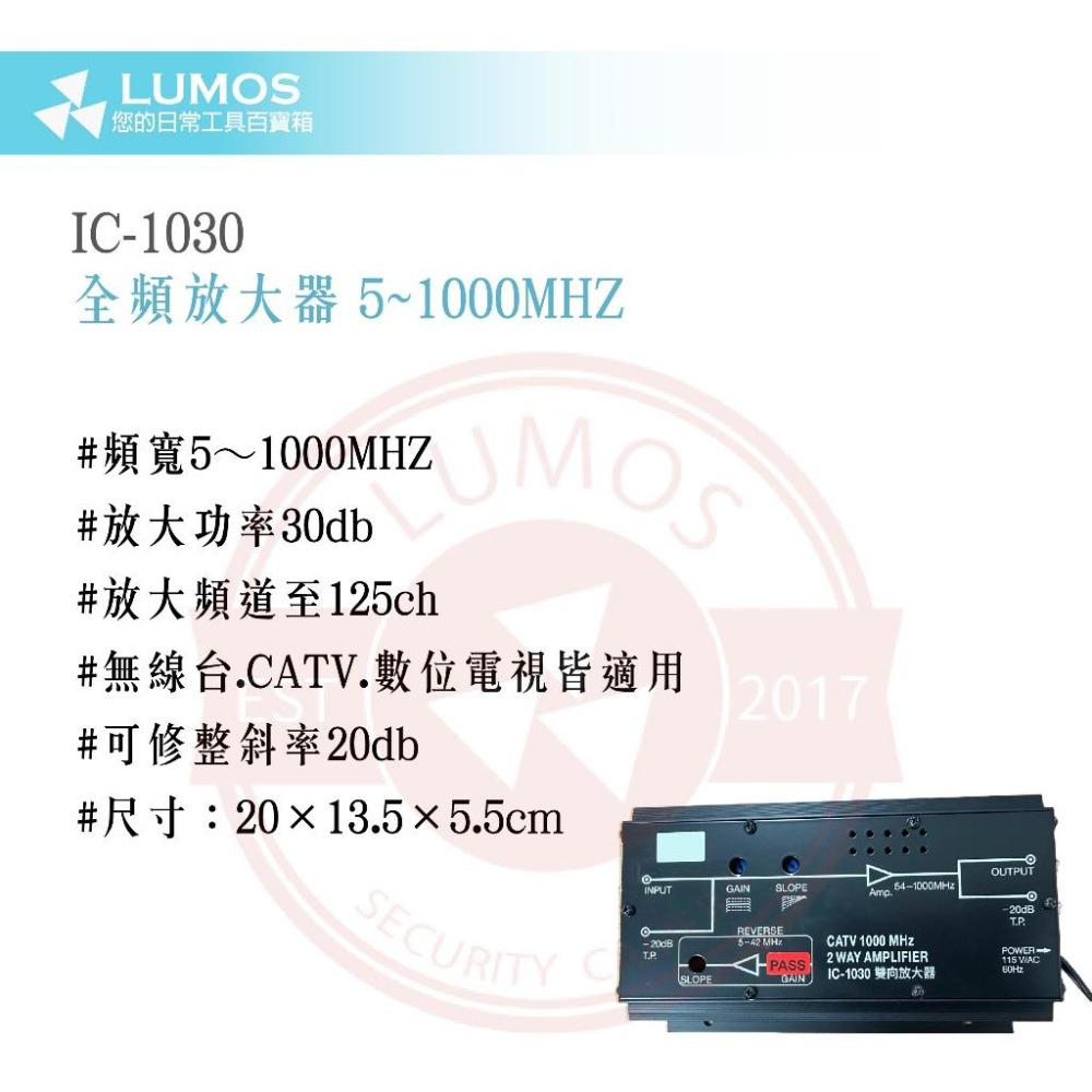 【台灣現貨/當天出貨】IC-1030電視訊號放大器｜數位雙向強波器／全頻放大器／5~1000MHz／30db大功率-細節圖3