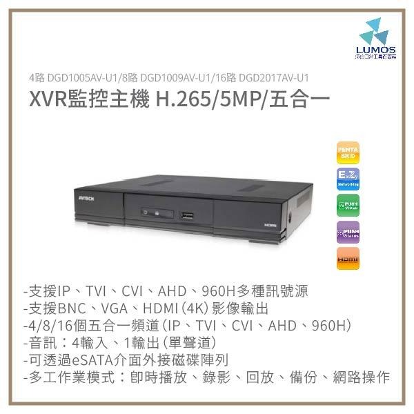 【當天出貨/一年保固】台製 監控主機套裝 AVTECH陞泰 4路500萬主機+硬碟+200/500萬同軸音頻攝影機-細節圖3