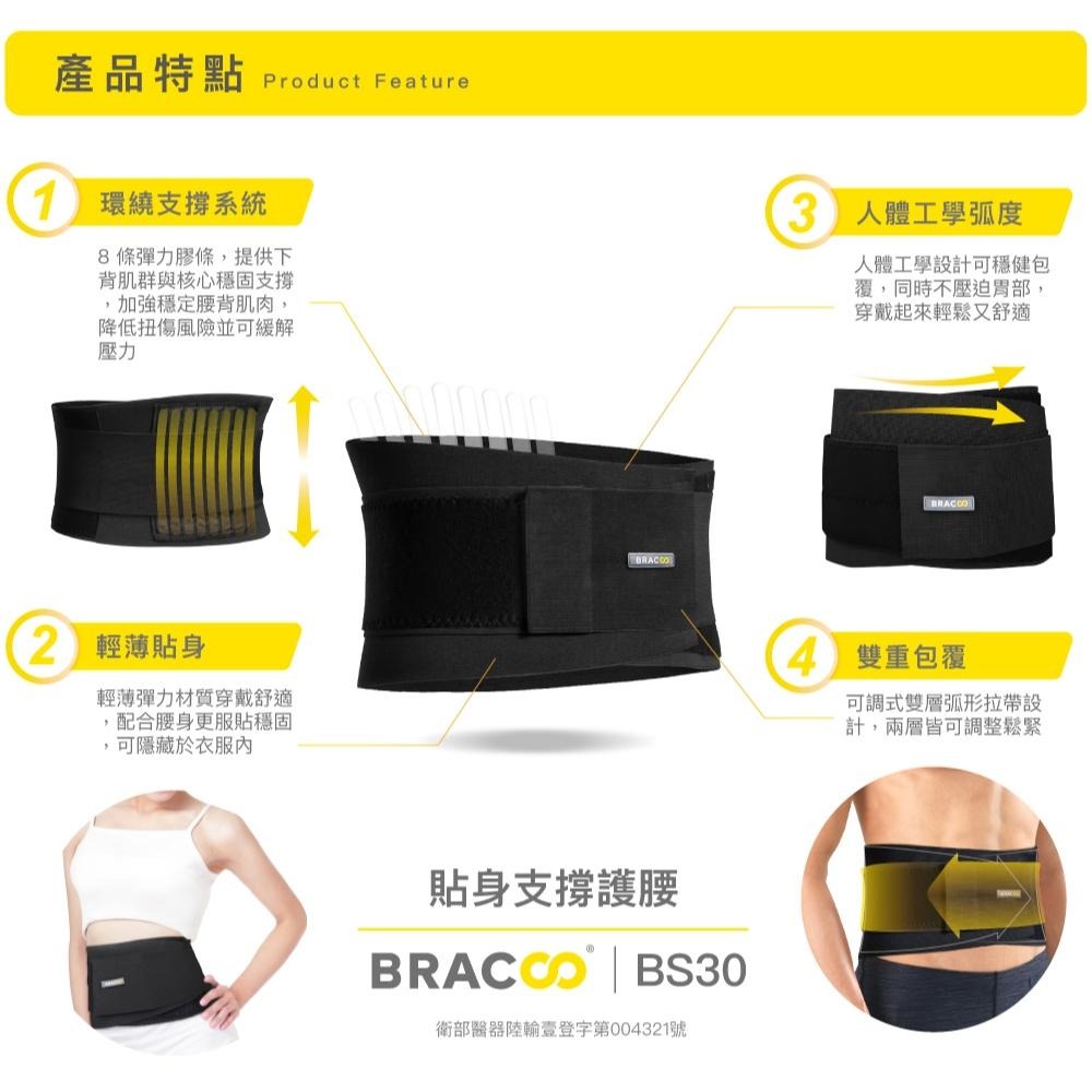 護腰 BRACOO奔酷 貼身支撐護腰 BS30-細節圖3
