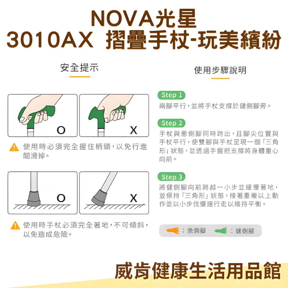 摺疊拐杖 拐杖 光星NOVA 鋁製折疊拐杖 玩美繽紛系列 3010AX-細節圖8