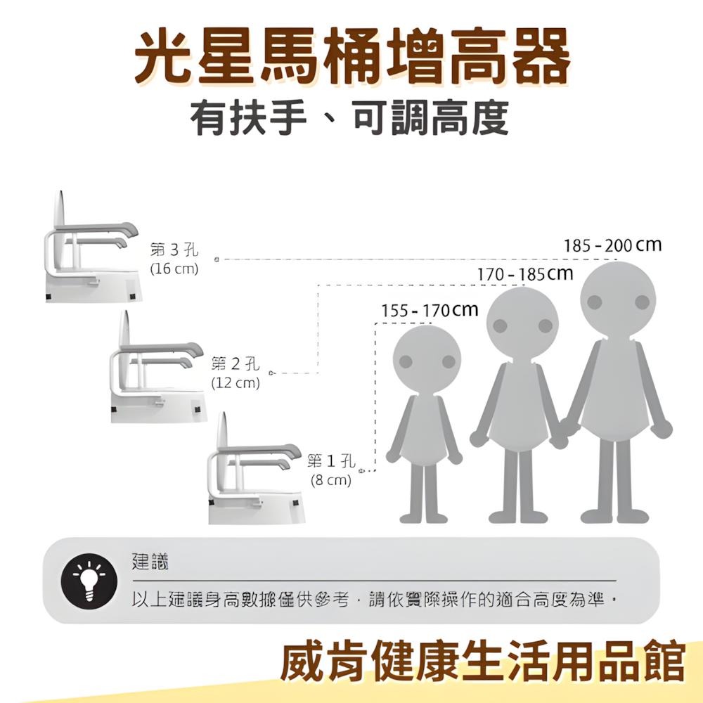 Luxi 歐式馬桶增高器 光星NOVA  有扶手 高度可調整馬桶 加高器 增高器-細節圖4