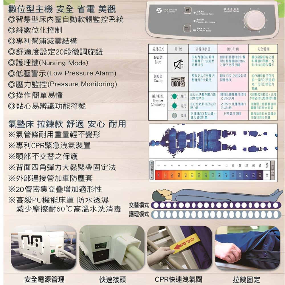 氣墊床 淳碩 TS-10A 旋鈕數位型 4吋三管氣墊床 長照補助 輔具補助 送2大好禮-細節圖3