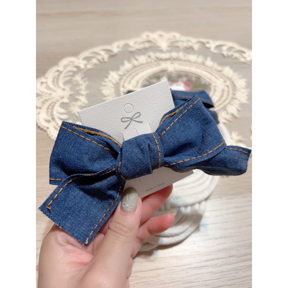牛仔蝴蝶結髮夾-細節圖2