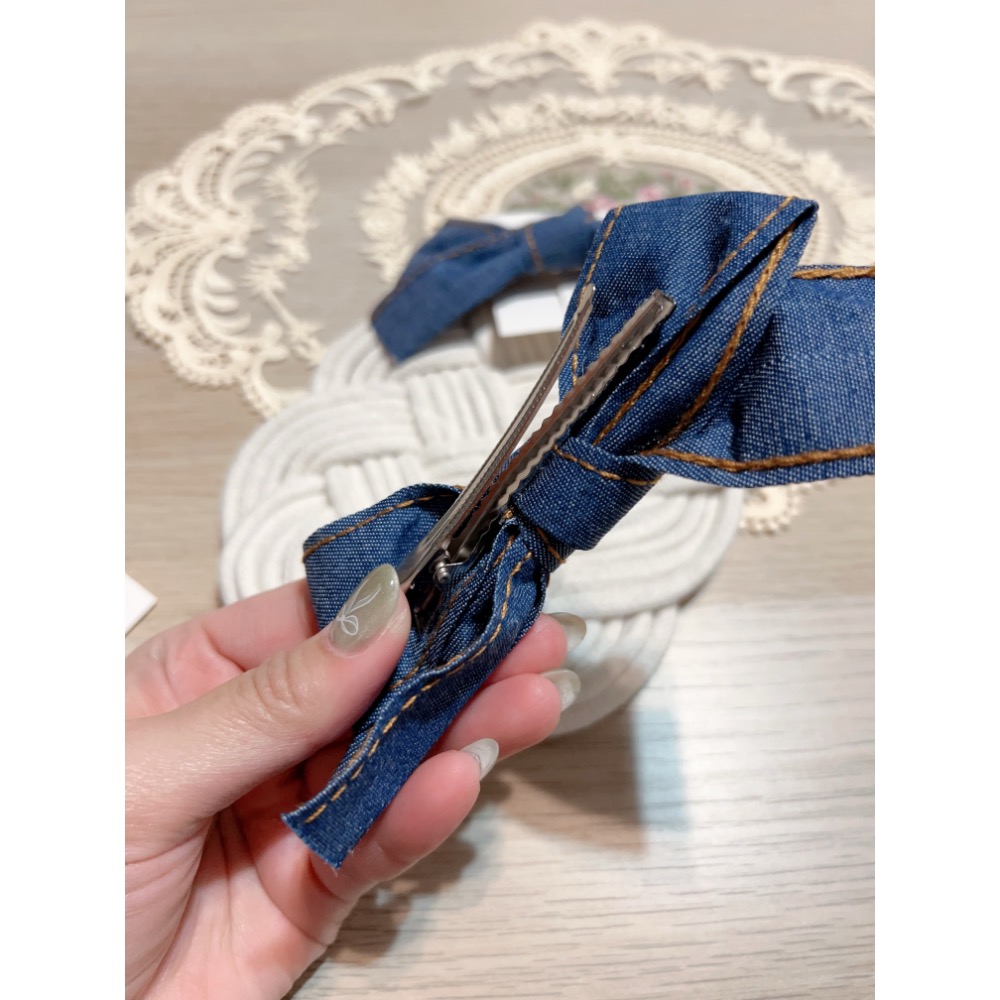 牛仔蝴蝶結髮夾-細節圖4