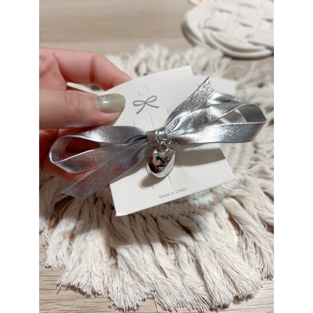 Ins蝴蝶結銀髮夾-細節圖2