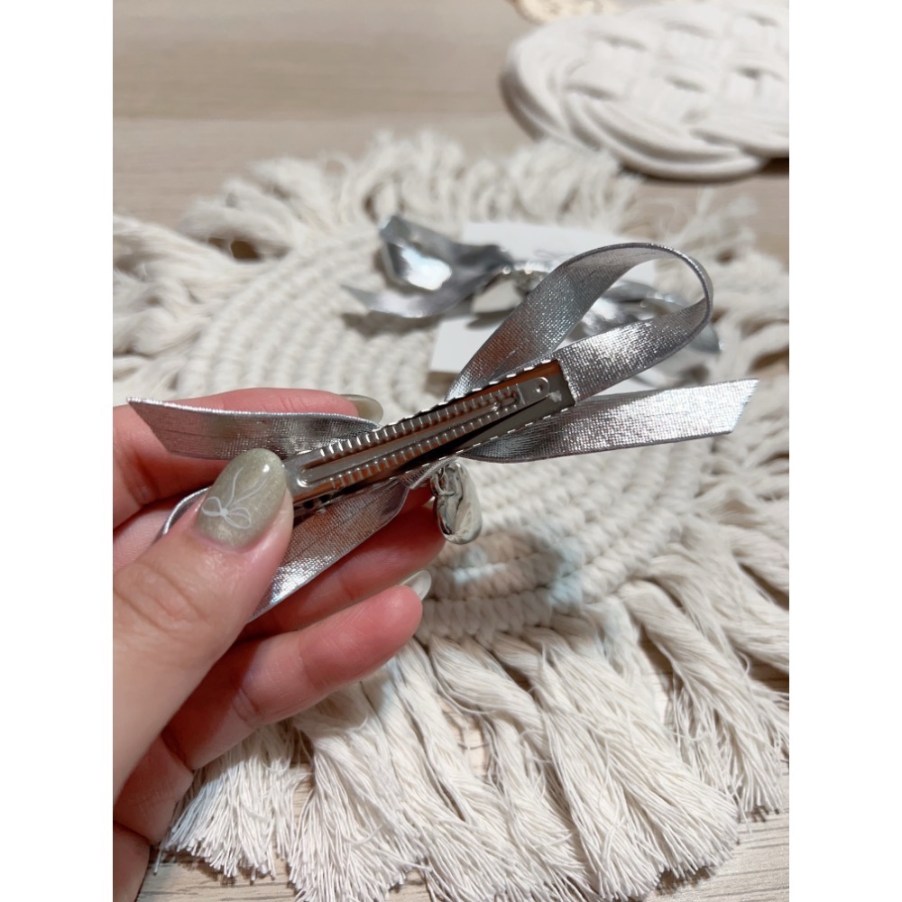 Ins蝴蝶結銀髮夾-細節圖3