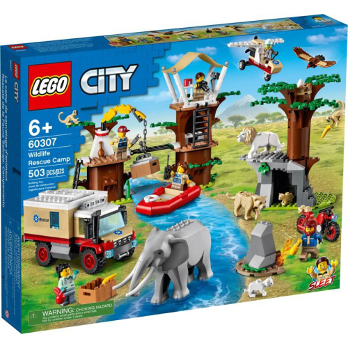正版 樂高 60307 城鎮系列 野生動物救援營 大象 獅子 豹 猴子 老鷹 越野車 摩托車 橡皮艇 LEGO