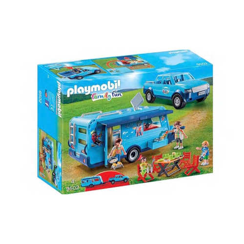 正版 德國 摩比人 拖露營車的歡樂皮卡 Playmobil 可動 人偶 積木 公仔 9502