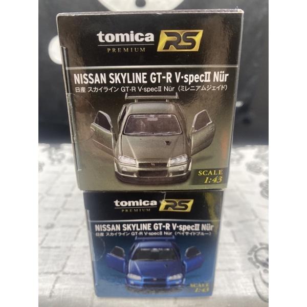 Tomica RS GTR 多美 小汽車 日產Nissan 軍綠 藍 Skyline GT-R V-spec2 1:43-細節圖4