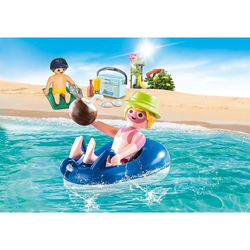 正版 Playmobil 摩比人 70112 橡皮小艇與曬傷遊客 變色人 椰子 墨西哥捲餅 保冷箱 橡皮艇 飲料
