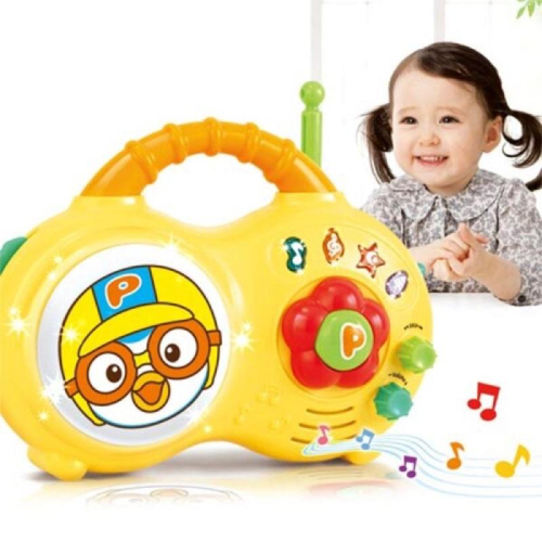 正版 韓國 PORORO 音樂收音機 小夜燈 企鵝 手機架 多功能 兒童玩具