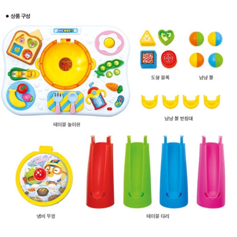 正版 韓國 PORORO 吃飯飯學習餐桌遊戲組 兒童餐桌 兒童玩具 企鵝 多功能 遊戲 桌子 玩具桌-細節圖3