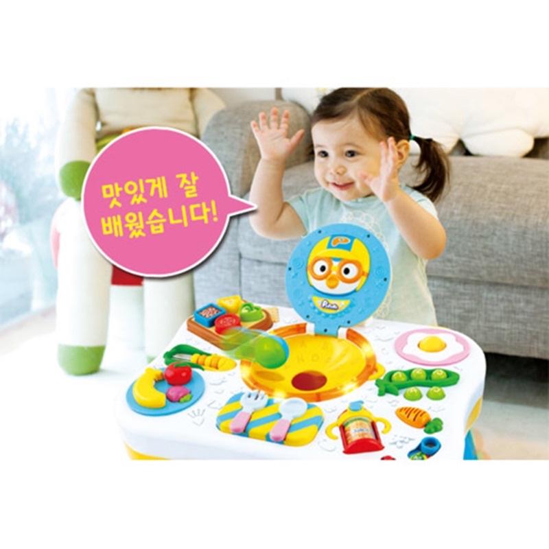 正版 韓國 PORORO 吃飯飯學習餐桌遊戲組 兒童餐桌 兒童玩具 企鵝 多功能 遊戲 桌子 玩具桌-細節圖4