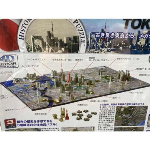 正版 日本 東京 Tokyo 4D 立體 拼圖 地圖 3層結構 1400 片 pic 建築 東京鐵塔 城市