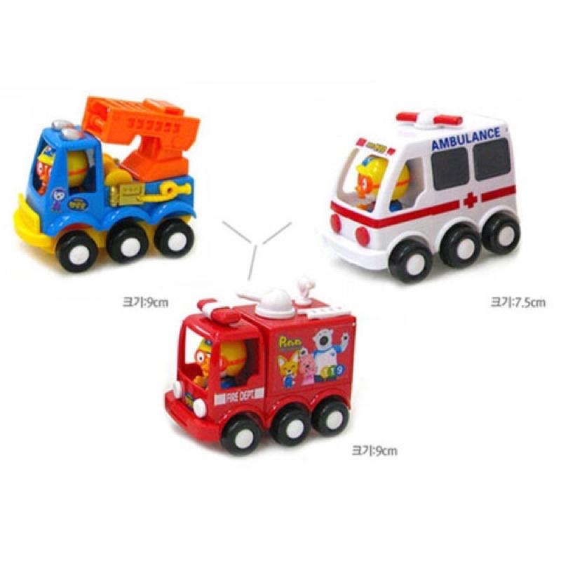 正版 PORORO 小小救援隊組 救護車 消防車 雲梯車 企鵝 迴力車 兒童玩具-細節圖2