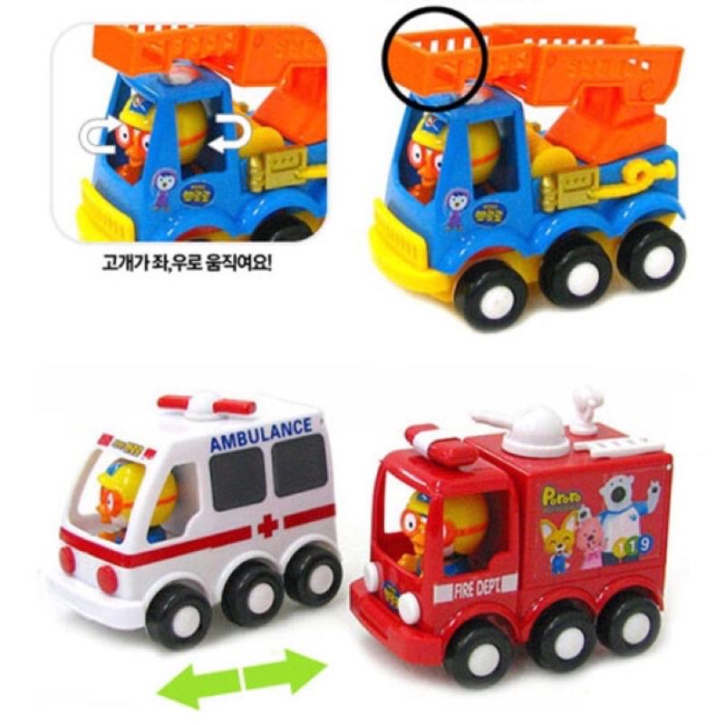 正版 PORORO 小小救援隊組 救護車 消防車 雲梯車 企鵝 迴力車 兒童玩具-細節圖3