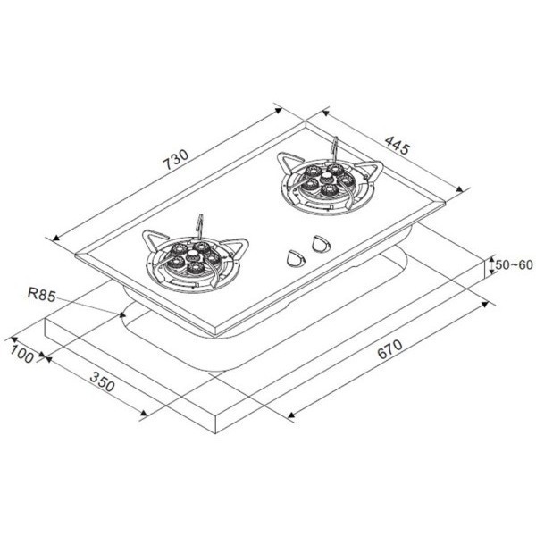 《日成》豪山牌二口檯面式瓦斯爐 黑玻 SB-2207-細節圖4